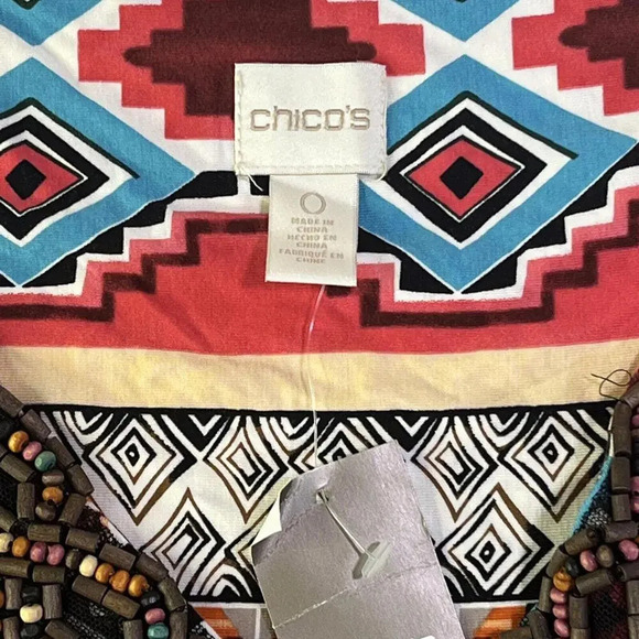 Chicos Floral Aztec Colorful Boho Hippie Stretchy Printed Maxi Dress Size 0 NWT - Picture 4 of 12